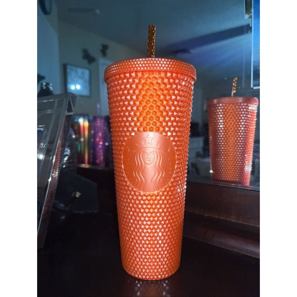 Starbucks Orange Pearlized Studded Tumbler 24oz - New
